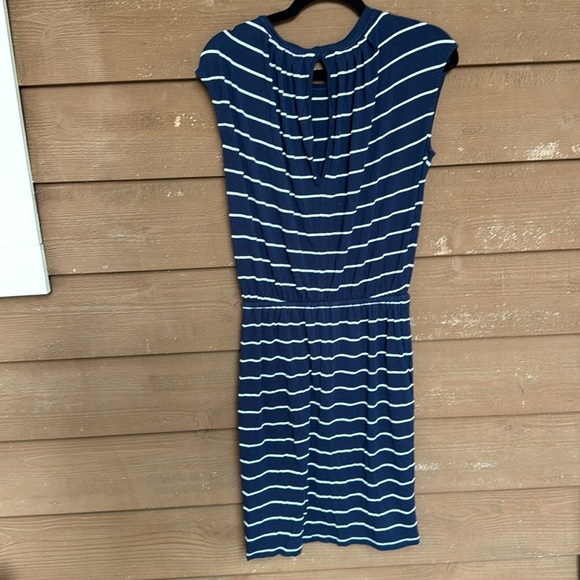 Banana Republic Navy White Striped tank dress drawstring waist, pockets size XS - Picture 6 of 7